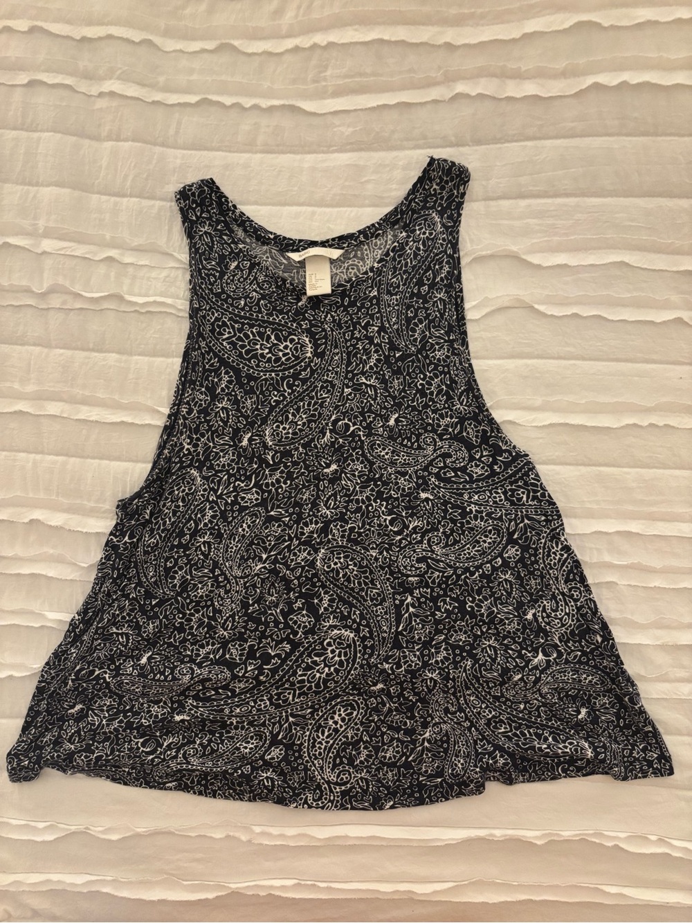 H&M Navy and White Paisley Racerback Tank
